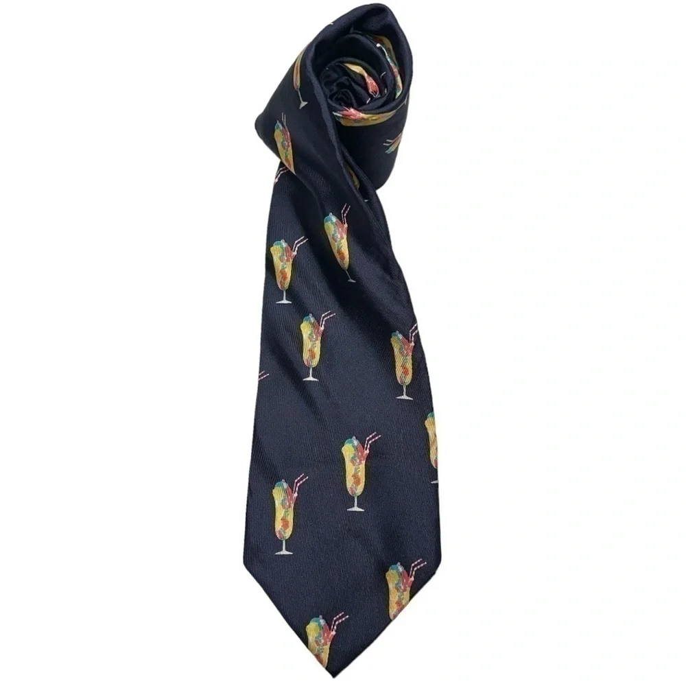 Saks Fifth Avenue 5th Navy Blue Rainbow Sherbet Ice Cream Sundae Necktie Tie